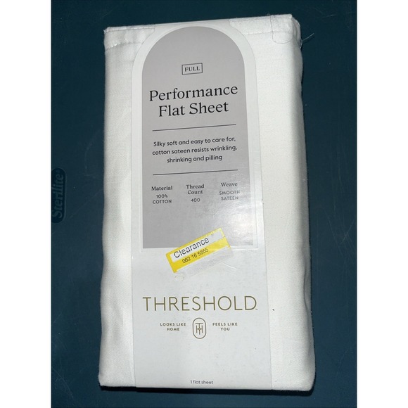 Threshold FULL Performance Flat Sheet Silky Soft Sateen SOUR CREAM 400 TC - Picture 1 of 3